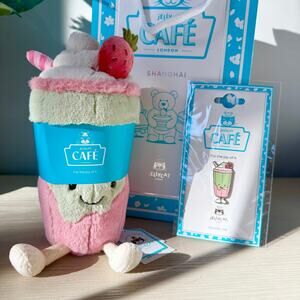 Jellycat Shanghai Exclusive Berrity Latte and a pin NWT - AUTHENTIC ‼️